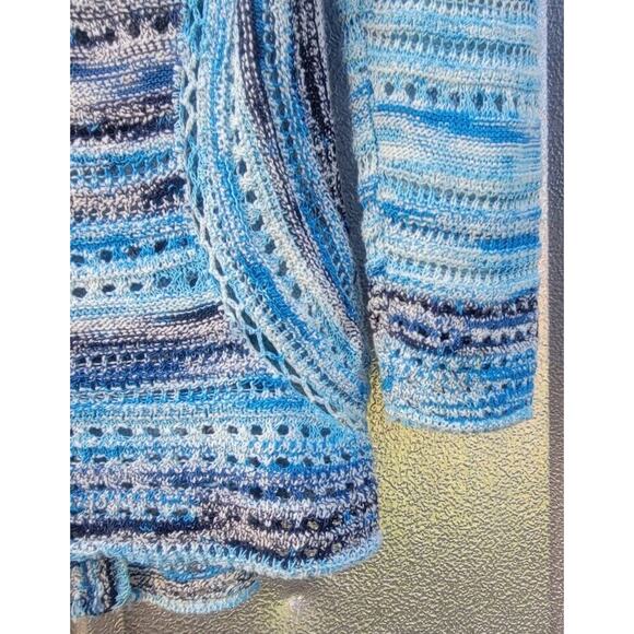 Nic + Zoe Crochet Multicolor Blue Cardigan Sweater Size PS - Picture 9 of 9